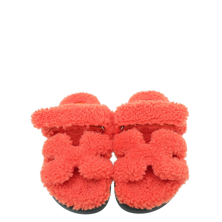 Top quality Hermes Orange Woolskin Chypre Sandal 37
