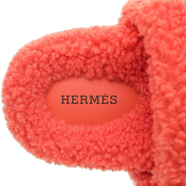 Top quality Hermes Orange Woolskin Chypre Sandal 37