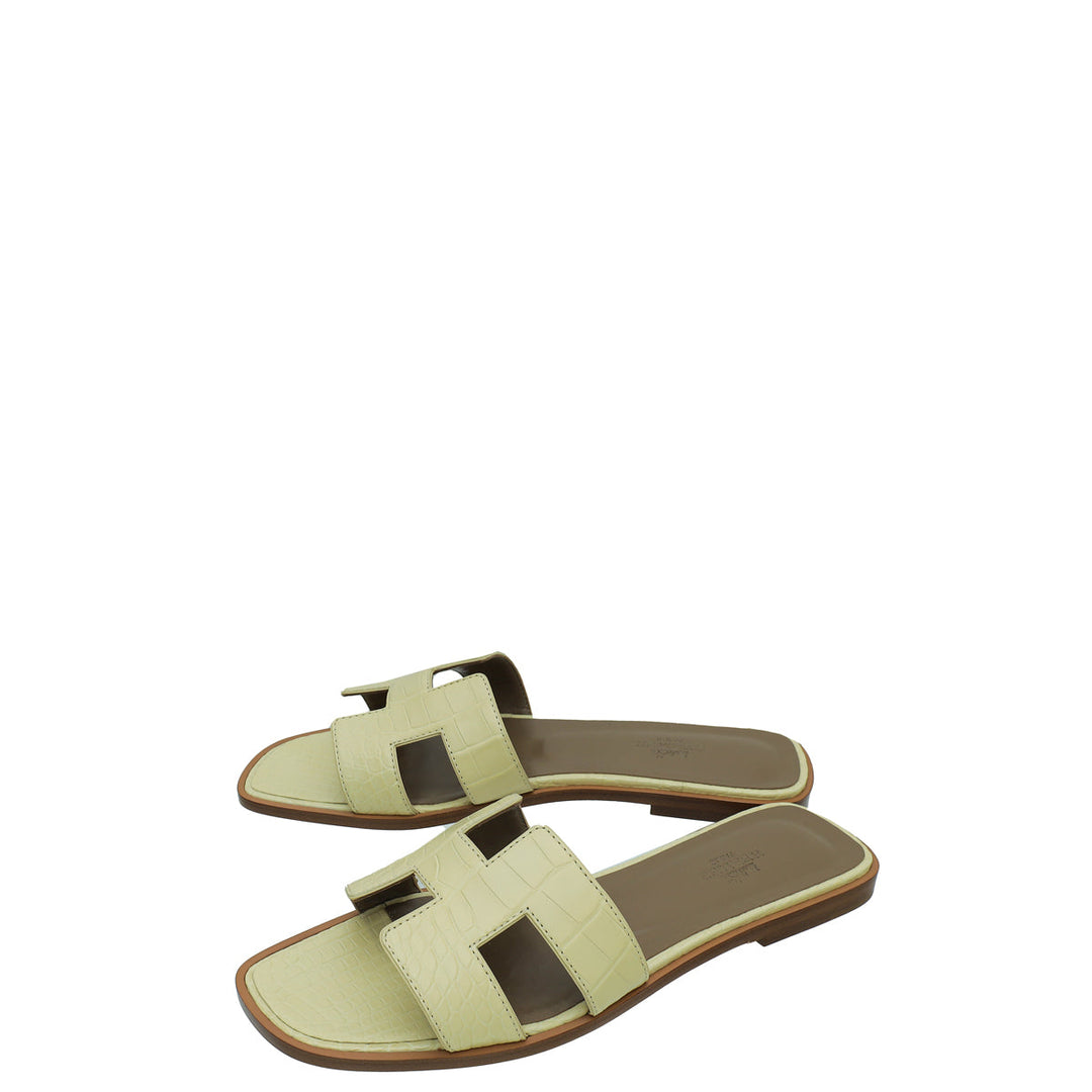 Top quality Hermes Vanille Matte Alligator Oran Sandal 38