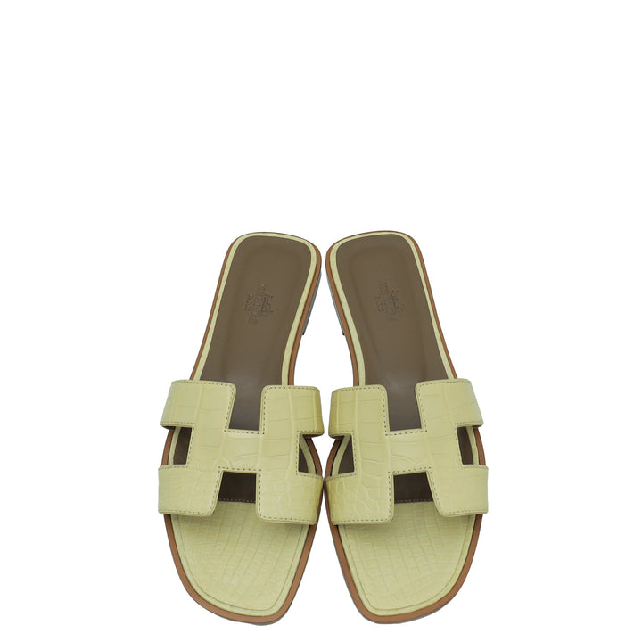 Top quality Hermes Vanille Matte Alligator Oran Sandal 38