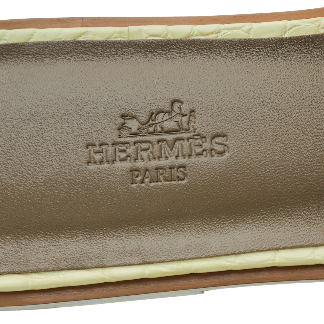 Top quality Hermes Vanille Matte Alligator Oran Sandal 38