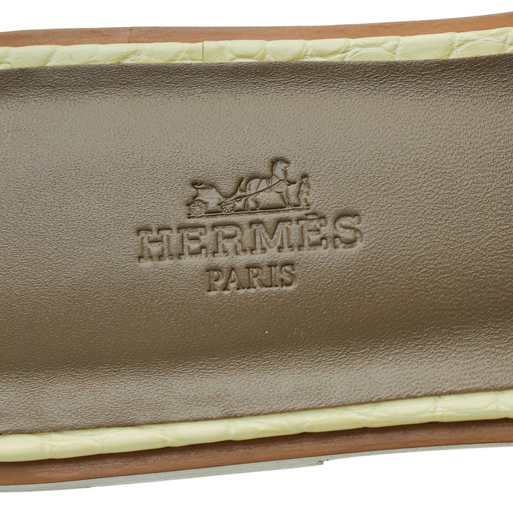 Top quality Hermes Vanille Matte Alligator Oran Sandal 38