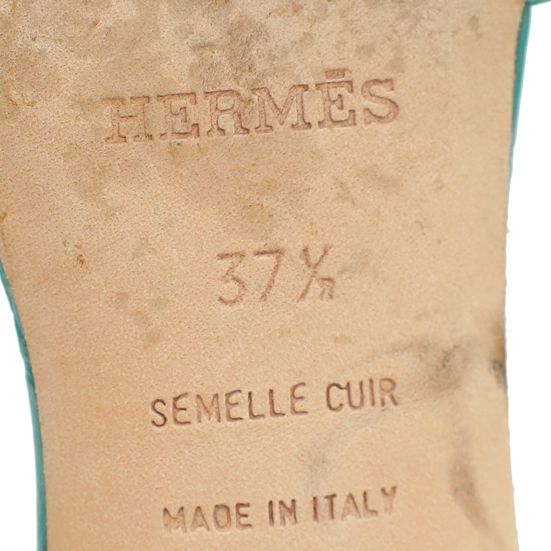 Top quality Hermes Vert Jade Matte Alligator Oasis Sandal 37.5