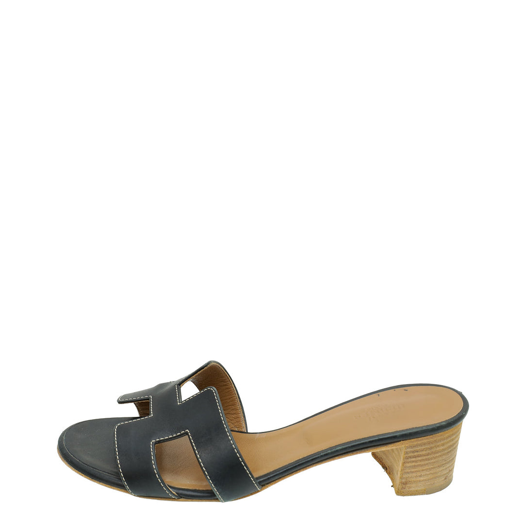 Top quality Hermes Noir Oasis Sandal 36.5