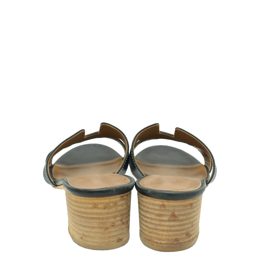 Top quality Hermes Noir Oasis Sandal 36.5