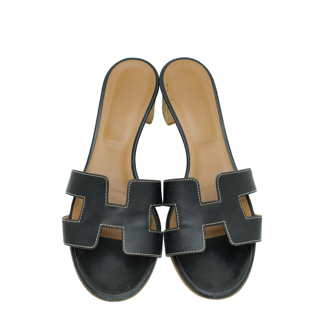 Top quality Hermes Noir Oasis Sandal 36.5