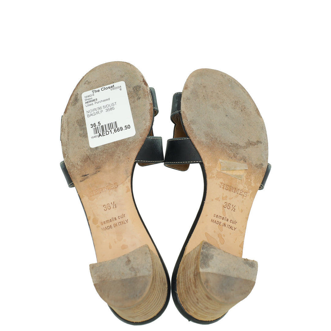 Top quality Hermes Noir Oasis Sandal 36.5