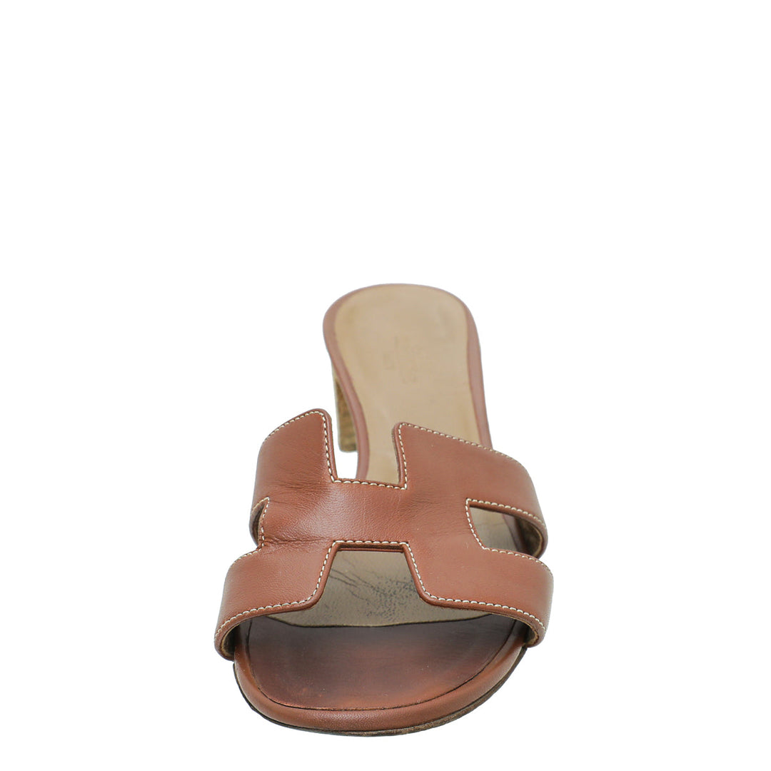 Hermes Gold Oasis Sandal 36
