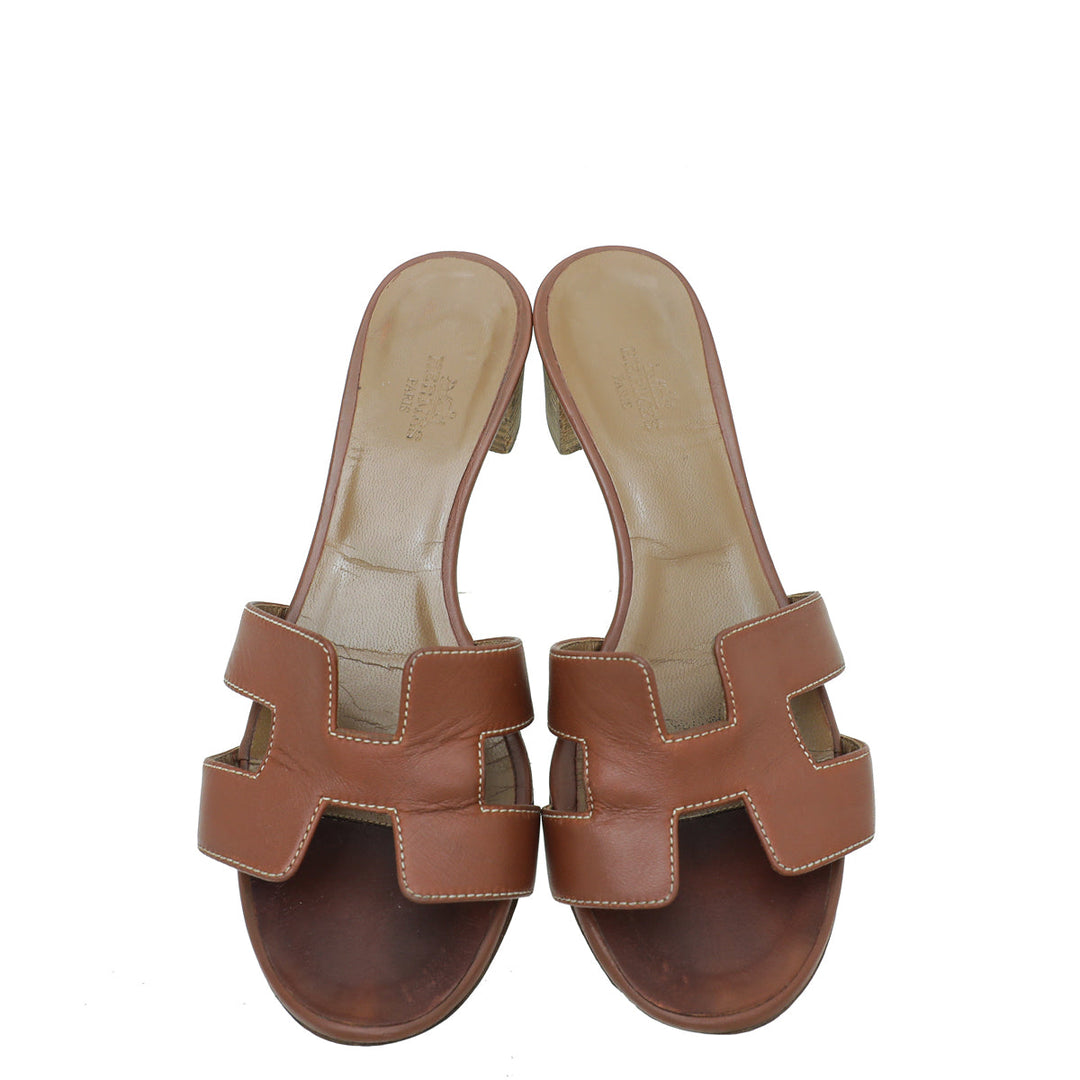 Hermes Gold Oasis Sandal 36