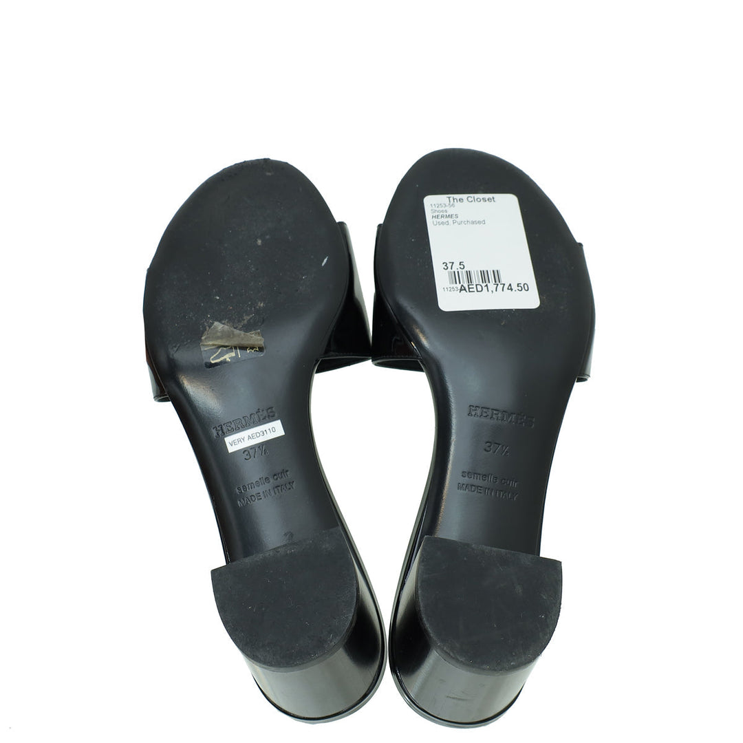 Hermes Noir Very Sandals 37.5