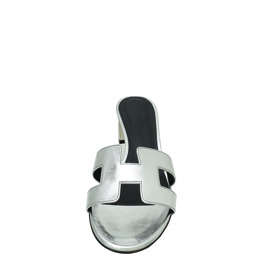 Hermes Gris Argenté Oasis Sandal 37