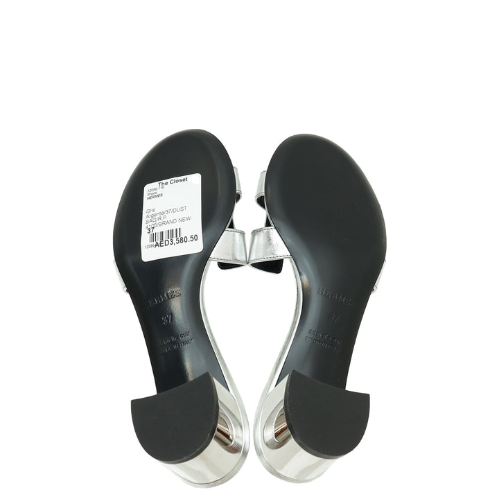 Top quality Hermes Gris Argenté Oasis Sandal 37