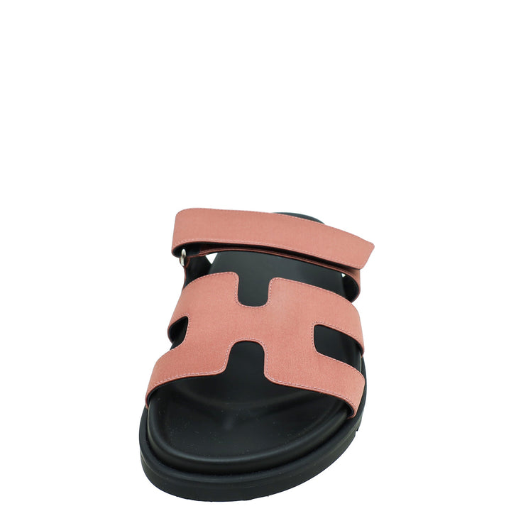 Top quality Hermes Bois De Rose Satin Chypre Sandals 37