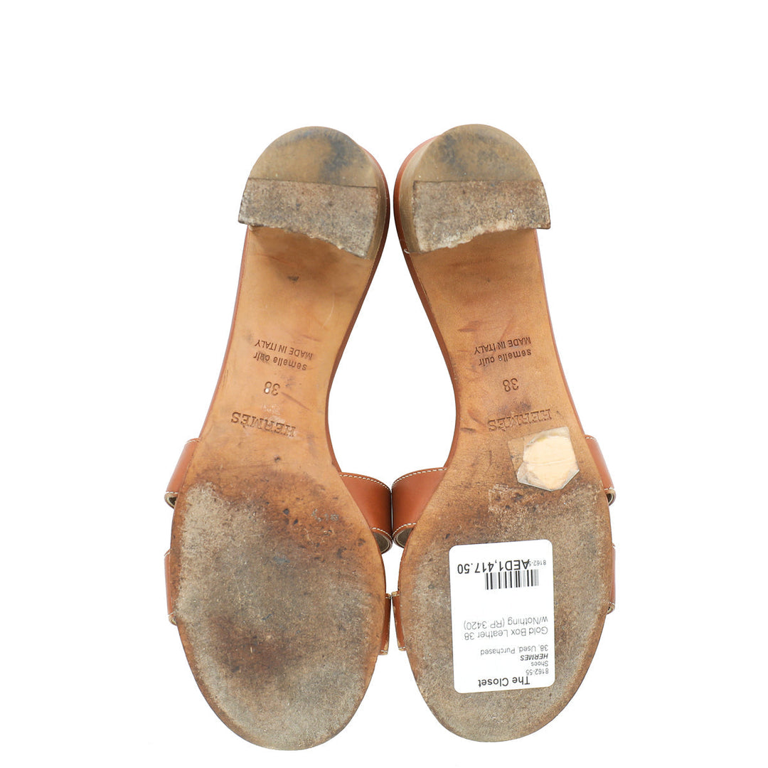 Top quality Hermes Gold Box Oasis Sandal 38
