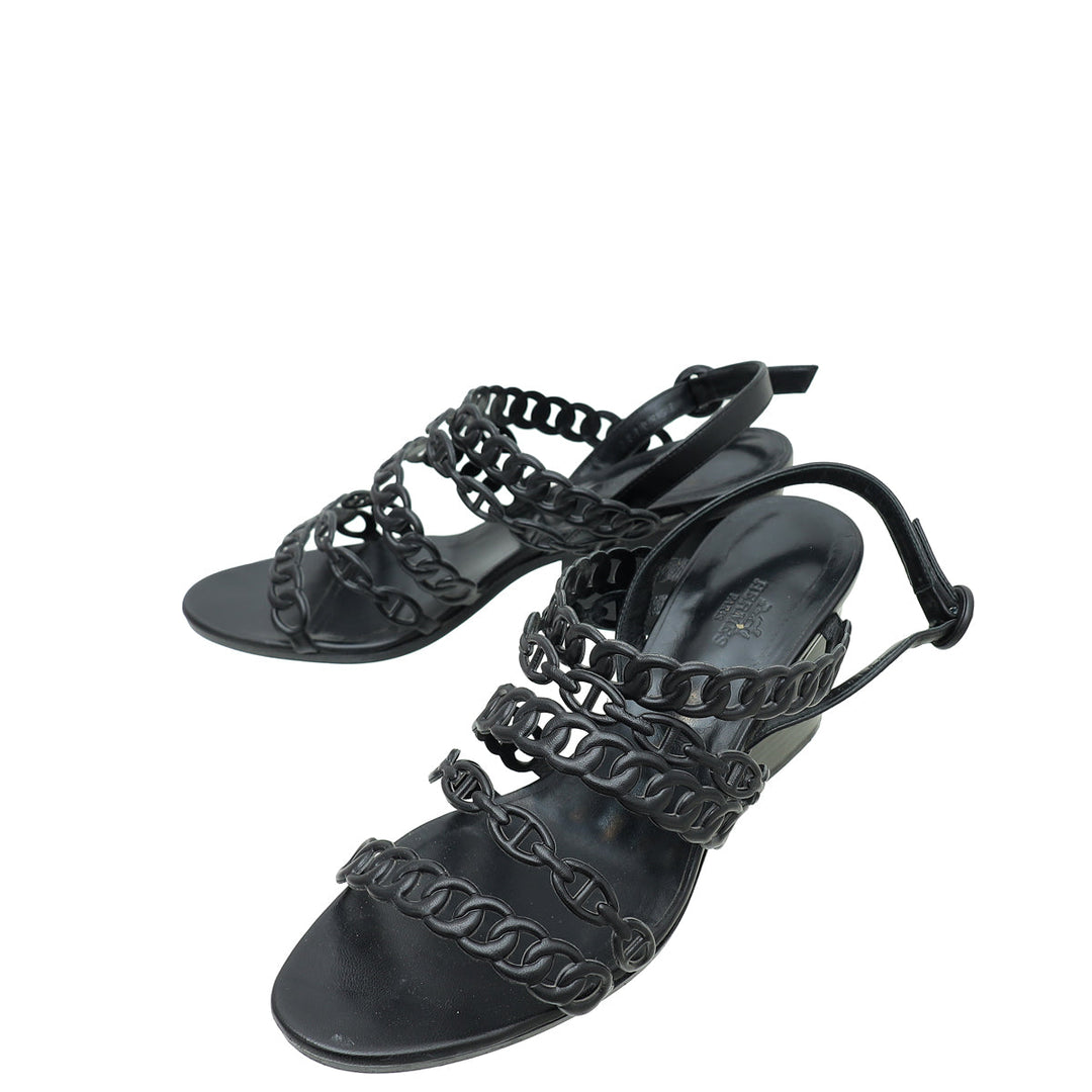 Hermes Noir Romanza Sandals 39.5