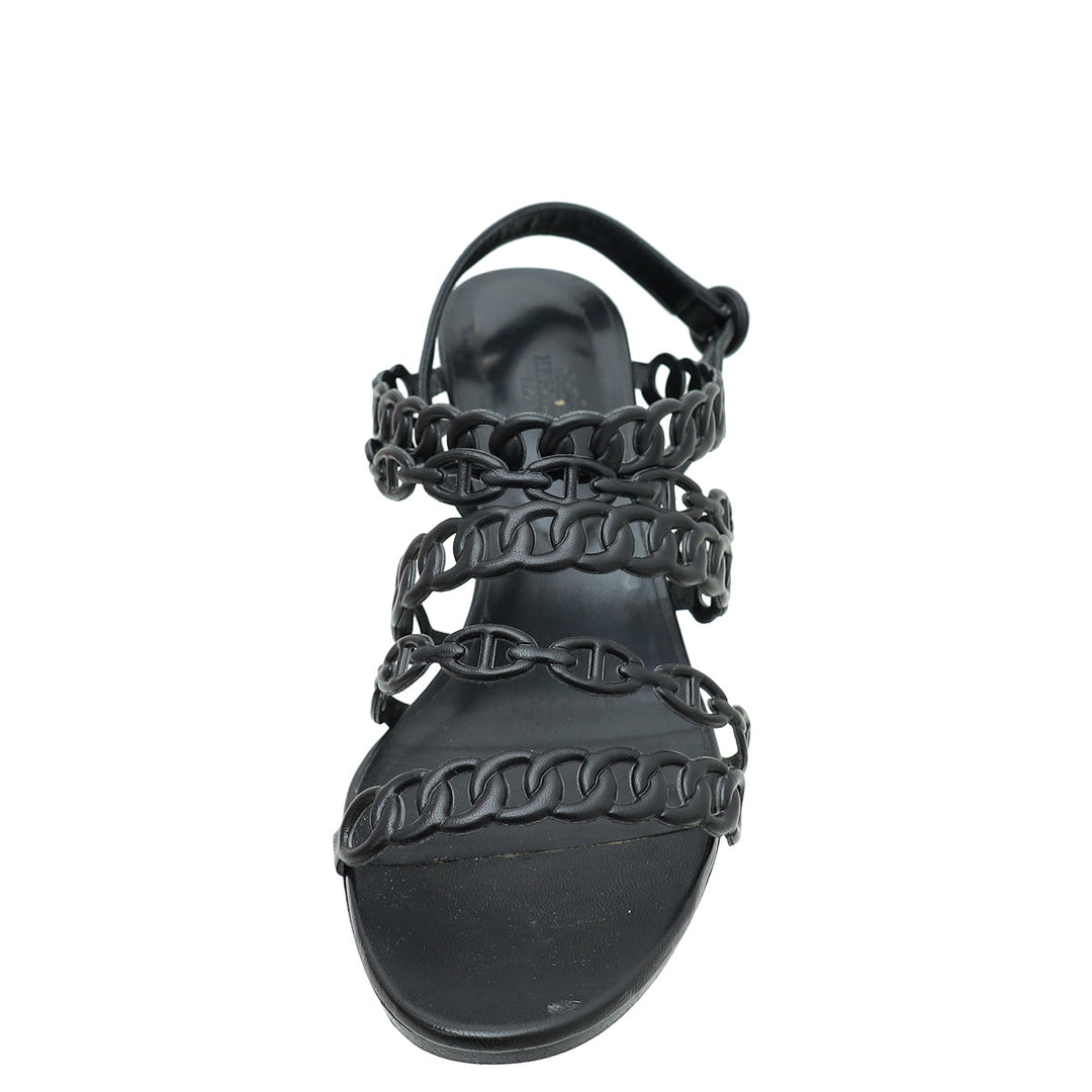 Top quality Hermes Noir Romanza Sandals 39.5