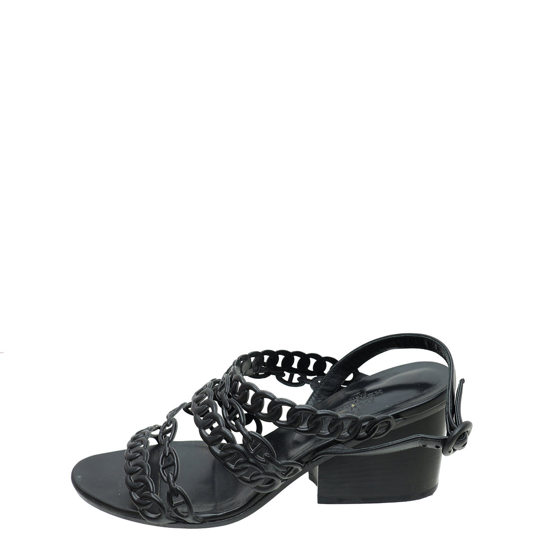 Top quality Hermes Noir Romanza Sandals 39.5