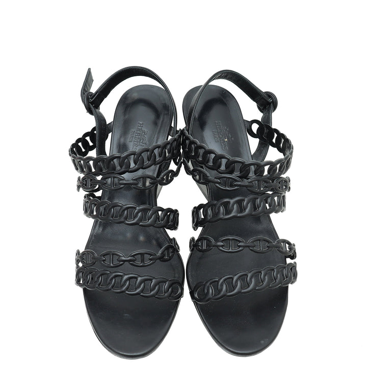 Hermes Noir Romanza Sandals 39.5