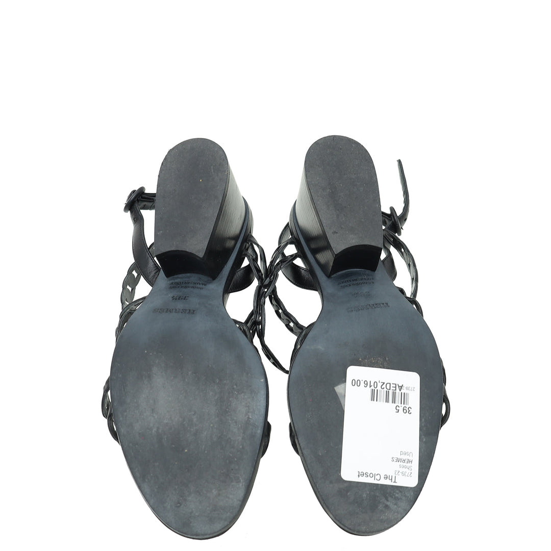Top quality Hermes Noir Romanza Sandals 39.5