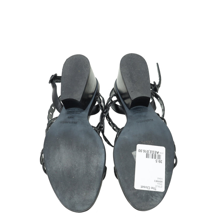 Top quality Hermes Noir Romanza Sandals 39.5
