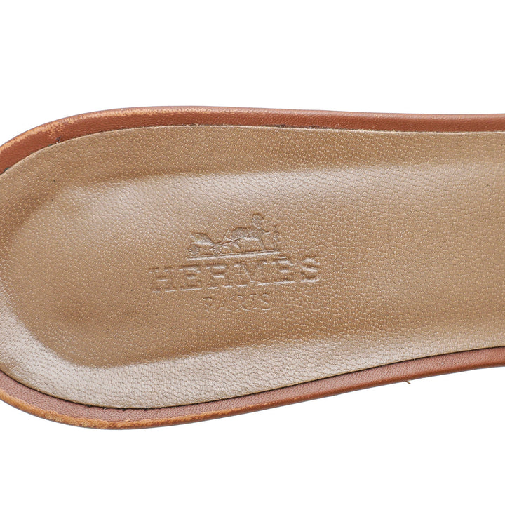 Hermes Gold Oasis Sandals 39