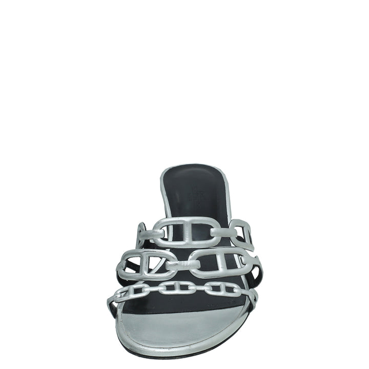 Hermes Gris Argente Tandem Sandal 39