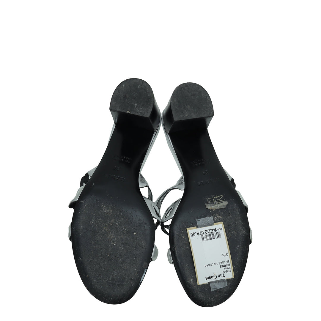 Top quality Hermes Gris Argente Tandem Sandal 39