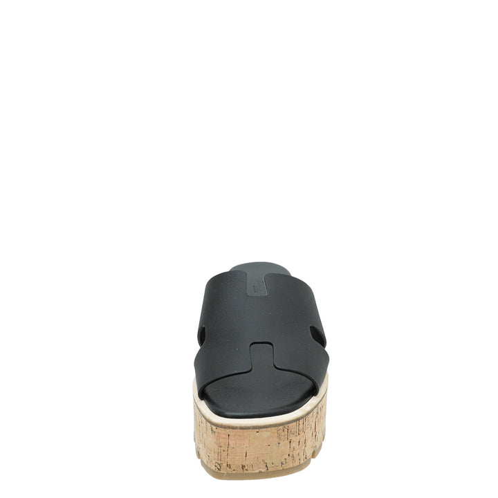 Hermes Noir Eze 30 Cork Sandal 38