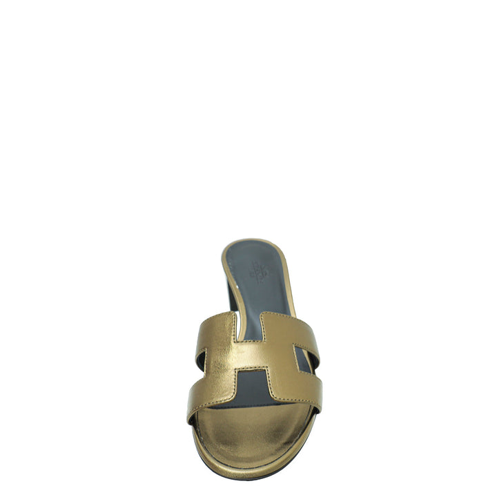 Top quality Hermes Olive Oasis Metallic Sandal 36.5