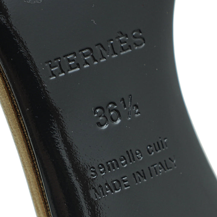 Top quality Hermes Olive Oasis Metallic Sandal 36.5