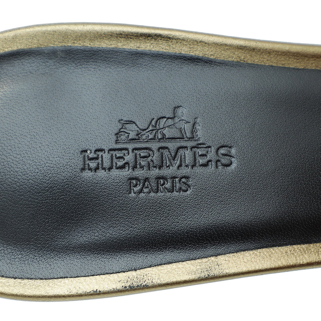 Top quality Hermes Olive Oasis Metallic Sandal 36.5