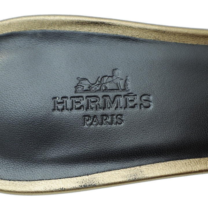 Top quality Hermes Olive Oasis Metallic Sandal 36.5