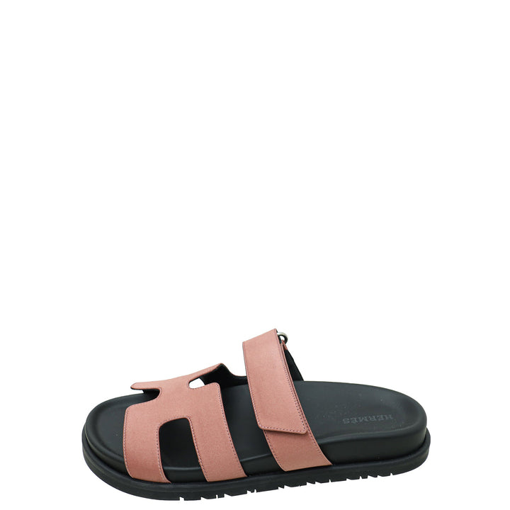 Top quality Hermes Bois De Rose Satin Chypre Sandals 36.5
