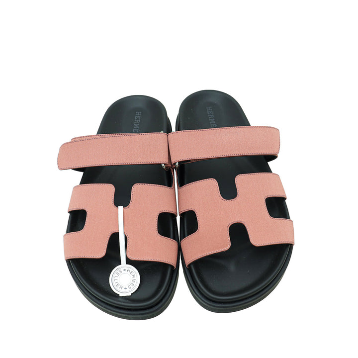 Top quality Hermes Bois De Rose Satin Chypre Sandals 36.5
