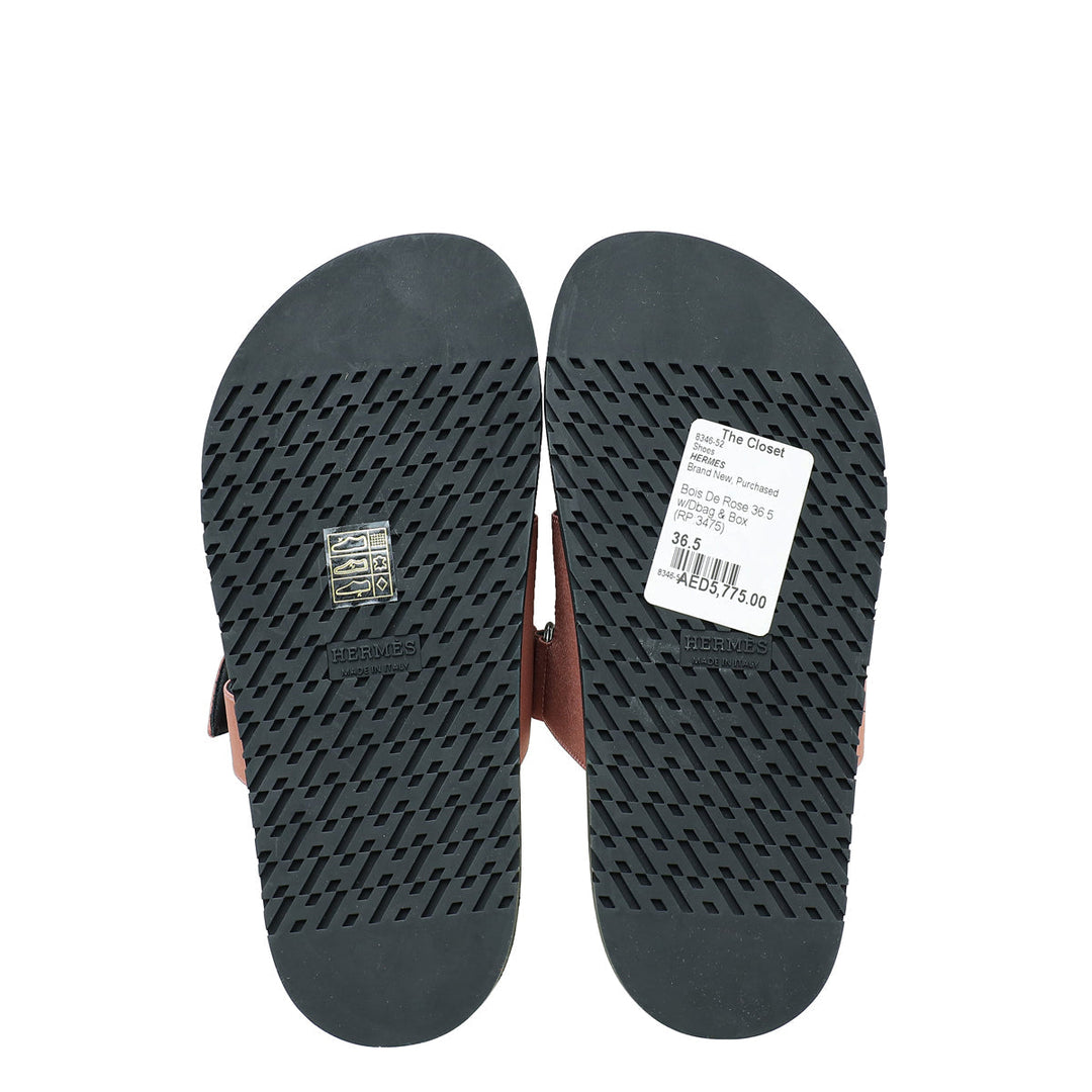 Top quality Hermes Bois De Rose Satin Chypre Sandals 36.5