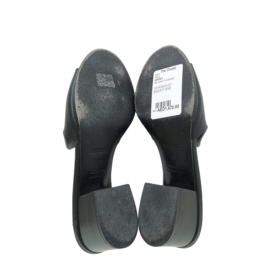 Top quality Hermes Noir Mona Sandal 36