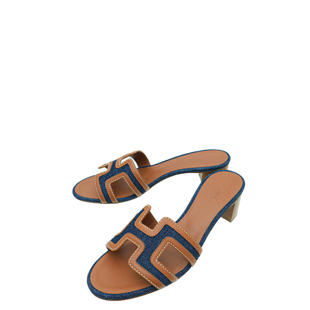 Top quality Hermes Bicolor Oasis Denim Sandal 36