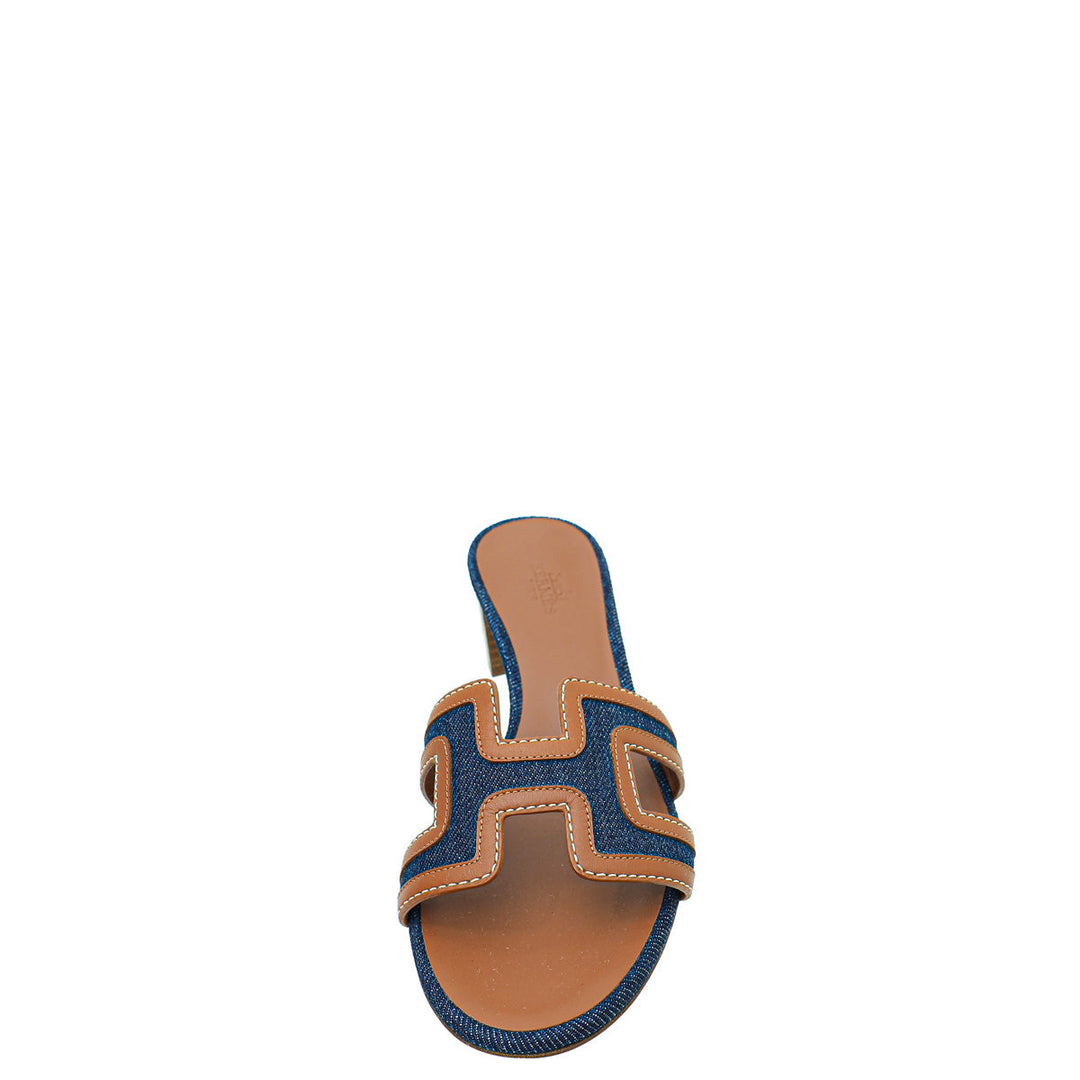 Hermes Bicolor Oasis Denim Sandal 36