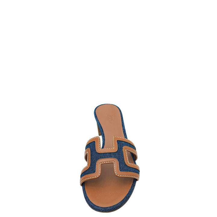 Hermes Bicolor Oasis Denim Sandal 36