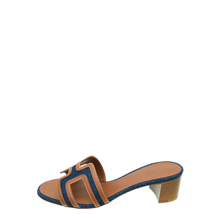 Hermes Bicolor Oasis Denim Sandal 36
