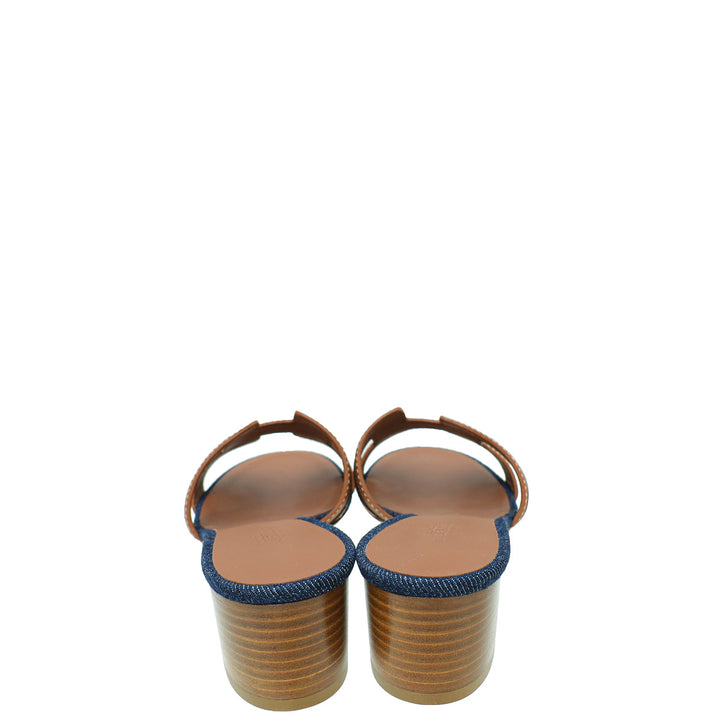 Hermes Bicolor Oasis Denim Sandal 36