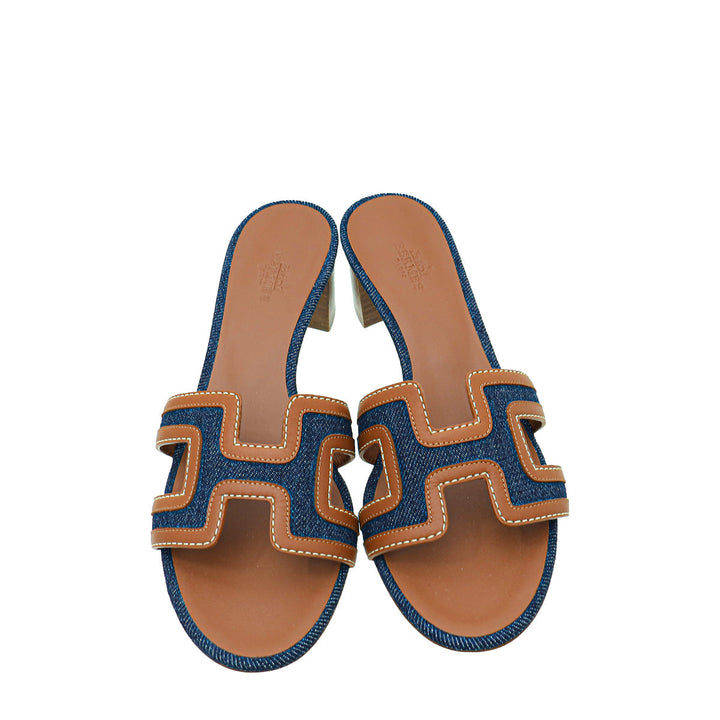 Top quality Hermes Bicolor Oasis Denim Sandal 36