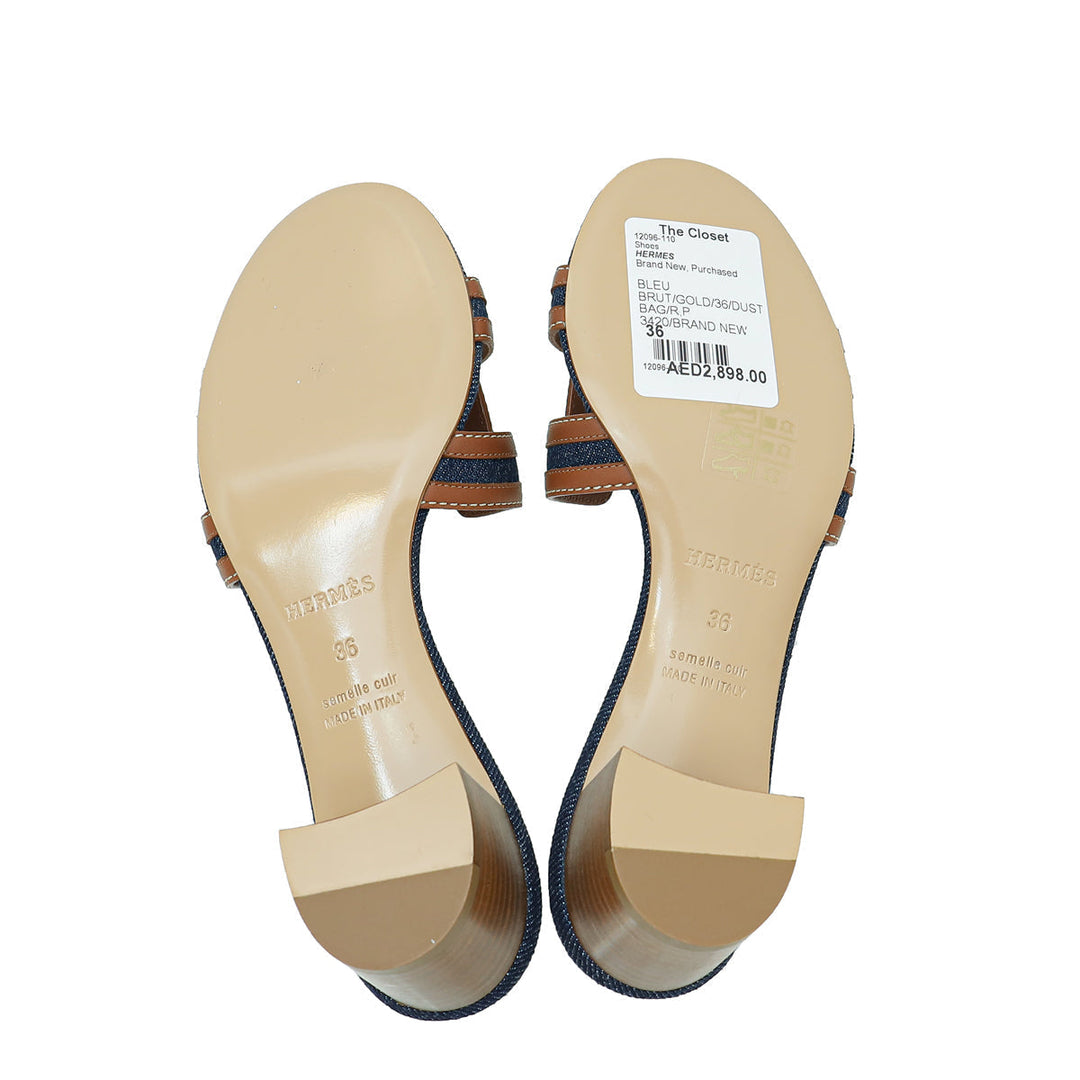 Top quality Hermes Bicolor Oasis Denim Sandal 36