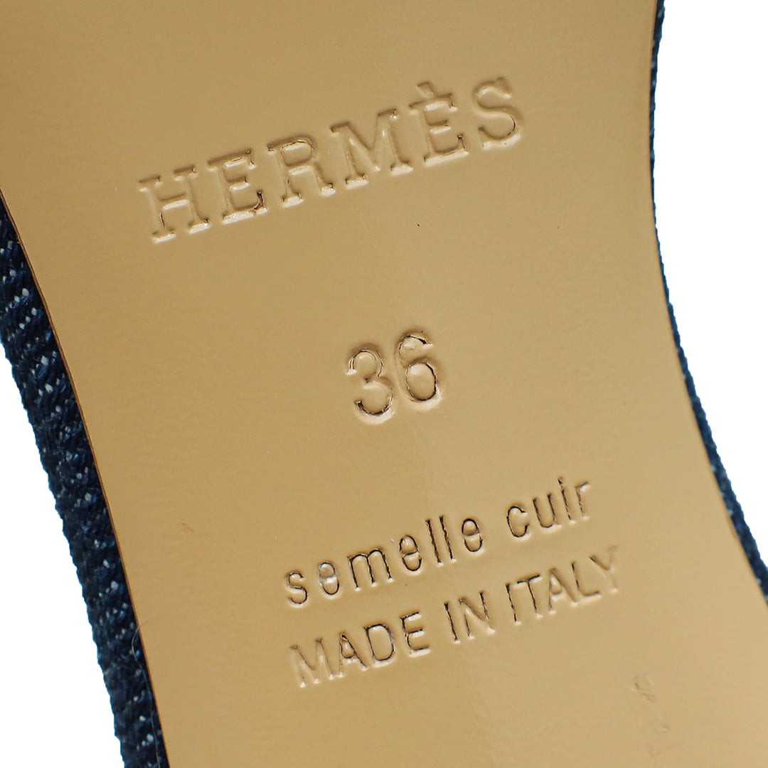 Top quality Hermes Bicolor Oasis Denim Sandal 36