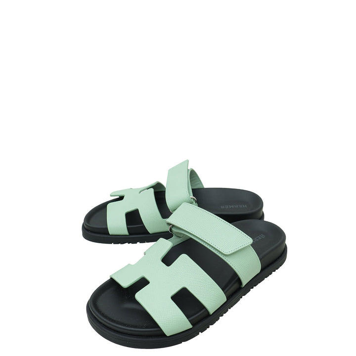 Top quality Hermes Vert Jade Chypre Sandals 36