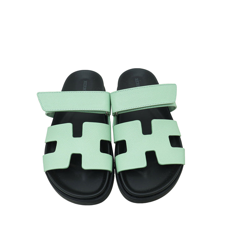 Top quality Hermes Vert Jade Chypre Sandals 36