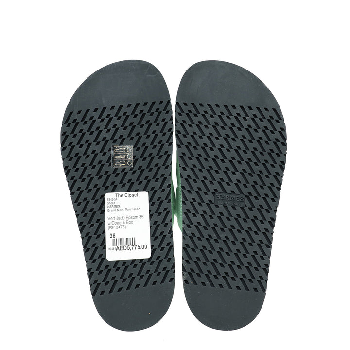 Top quality Hermes Vert Jade Chypre Sandals 36