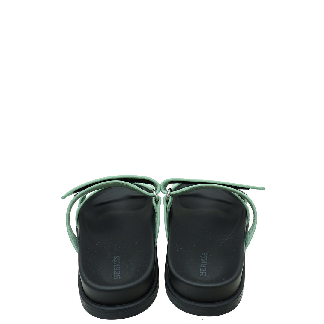 Top quality Hermes Vert Jade Chypre Sandals 36