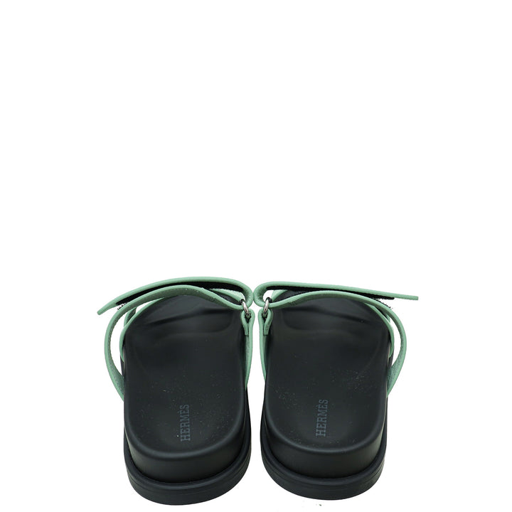 Top quality Hermes Vert Jade Chypre Sandals 36
