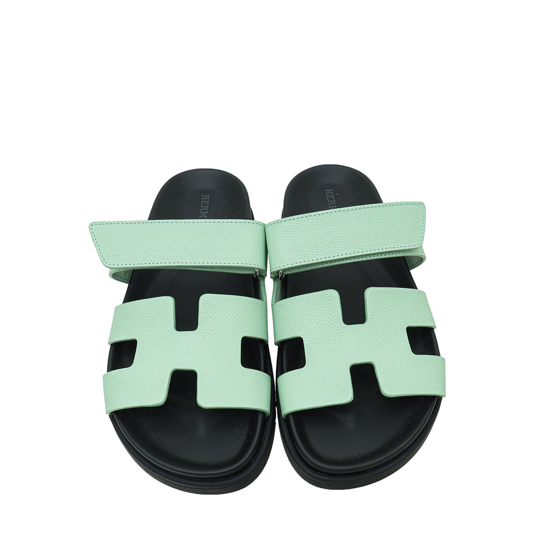 Top quality Hermes Vert Jade Chypre Sandals 36